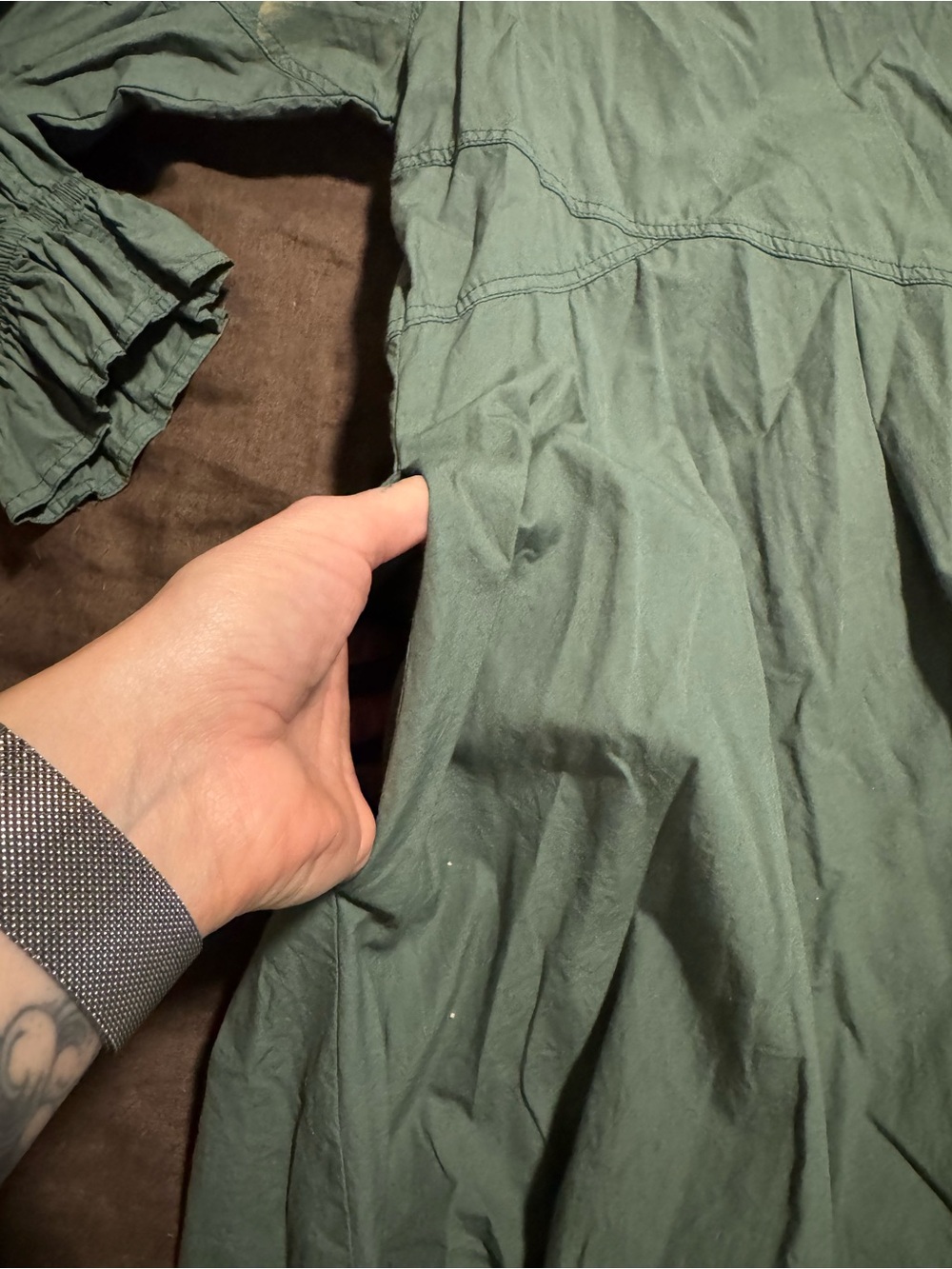 Free People Sage Green Button-Front Midi Shirt Dress - Picture 3 of 6